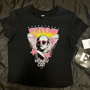 Elton Black Graphic Tee M new
